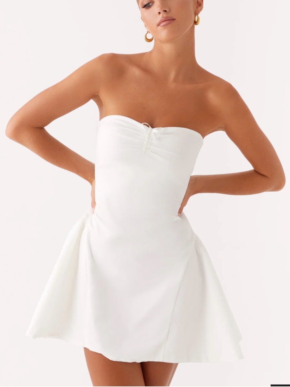 Peppermayo White Strapless A-Line Mini Dress